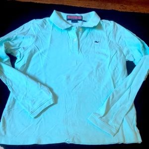 Vineyard Vines Pistashio collared long sleeve tee